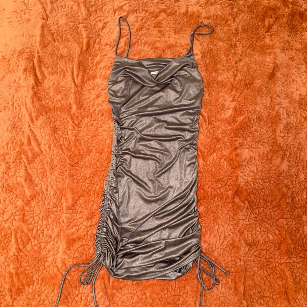 Timing Gray Ruched Bodycon Mini Dress